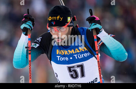 Östersund, Schweden, 09. März, 2019. Östersund: Biathlon: Wm, Sprint 10 km, Männer. Martin Fourcade Frankreich in Aktion. Foto: Sven Hoppe/dpa Quelle: dpa Picture alliance/Alamy leben Nachrichten Stockfoto