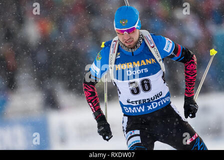 Östersund, Schweden, 09. März, 2019. Östersund: Biathlon: Wm, Sprint 10 km, Männer. Alexander Loginov Russland in Aktion. Foto: Sven Hoppe/dpa Quelle: dpa Picture alliance/Alamy leben Nachrichten Stockfoto