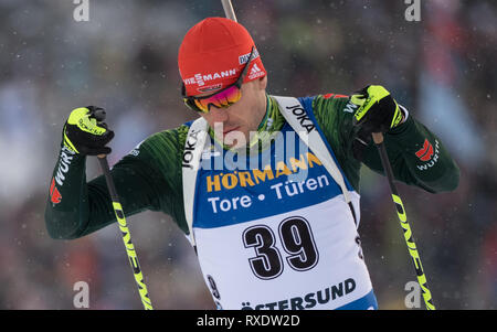 Östersund, Schweden, 09. März, 2019. Östersund: Biathlon: Wm, Sprint 10 km, Männer. Arnd Peiffer Deutschland in Aktion. Foto: Sven Hoppe/dpa Quelle: dpa Picture alliance/Alamy leben Nachrichten Stockfoto