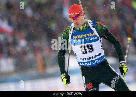 Östersund, Schweden, 09. März, 2019. Östersund: Biathlon: Wm, Sprint 10 km, Männer. Arnd Peiffer Deutschland in Aktion. Foto: Sven Hoppe/dpa Quelle: dpa Picture alliance/Alamy leben Nachrichten Stockfoto