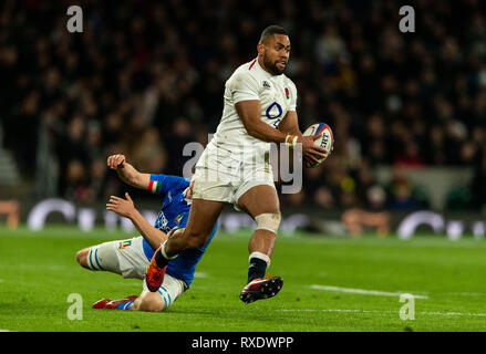 Twickenham, London, UK. 9 Mär, 2019. 09.03.2019, Joe Cokanasiga von England während der Guinness 6 Nationen Übereinstimmung zwischen England und Italien in Twickenham Stadium. Credit: Paul Harding/Alamy leben Nachrichten Stockfoto