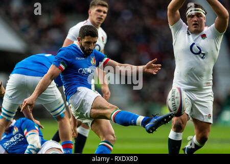 Twickenham, London, UK. 9. März 2019. 09/03/2019 Tito Tebaldi von Italien während der Guinness 6 Nationen Übereinstimmung zwischen England und Italien in Twickenham Stadium. Credit: Paul Harding/Alamy leben Nachrichten Stockfoto