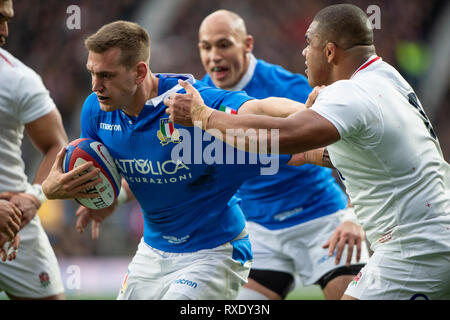 Twickenham, Gbr. 09 Mär, 2019. Twickenham, Vereinigtes Königreich, Samstag, 9. März 2019, England's Kyle SINCKLER, Heften, Italien: Federico RUZZA, während das Guinness sechs Nationen übereinstimmen, England gegen Italien, an der RFU Rugby, Stadion, Credit: Peter SPURRIER/Alamy leben Nachrichten Stockfoto