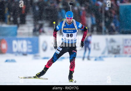 Östersund, Schweden, 09. März, 2019. Östersund: Biathlon: Wm, Sprint 10 km, Männer. Alexander Loginov Russland in Aktion. Foto: Sven Hoppe/dpa Quelle: dpa Picture alliance/Alamy leben Nachrichten Stockfoto