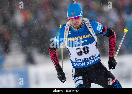 Östersund, Schweden, 09. März, 2019. Östersund: Biathlon: Wm, Sprint 10 km, Männer. Alexander Loginov Russland in Aktion. Foto: Sven Hoppe/dpa Quelle: dpa Picture alliance/Alamy leben Nachrichten Stockfoto