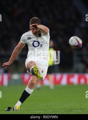 London, Großbritannien. 09 Mär, 2019. Owen Farrell von England tritt eine Umstellung bei der Guinness sechs Nationen Übereinstimmung zwischen England und Italien in Twickenham Stadium Credit: Europäische Sport Fotografische Agentur/Alamy leben Nachrichten Stockfoto