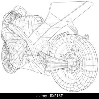 Sport Motorrad technische wire-frame. Vektor Rendering von 3d Stock Vektor