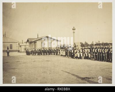 Light-Infantry Soldaten, Camp de Châlons. Gustave Le Gray; Französisch, 1820-1884. Datum: 1857. Abmessungen: 25,5 x 34,4 cm (Bild/Papier); 52,7 × 63,7 cm (album Seite). Eiweiß drucken, aus dem Album ouvenirs du Camp de Châlons'. Herkunft: Frankreich. Museum: Das Chicago Art Institute. Stockfoto