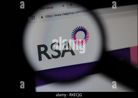 Der RSA-Website durch ein Vergrößerungsglas gesehen Stockfoto