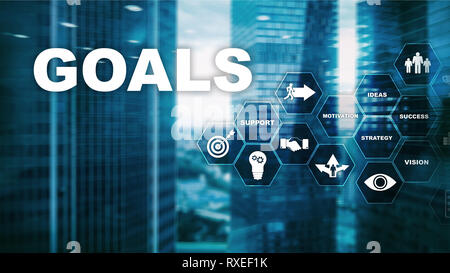 Ziel Ziele Erwartungen Zielerreichung grafisches Konzept. Business Development zu Erfolg und Wachstum Wachstum. Stockfoto