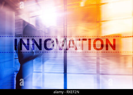 Double Exposure innovation Tex. Wirtschaft und Technologie Konzept. Stockfoto