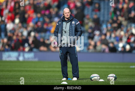 Schottland Head Coach Gregor Townsend vor der Guinness sechs Nationen match bei BT Murrayfield, Edinburgh. Stockfoto