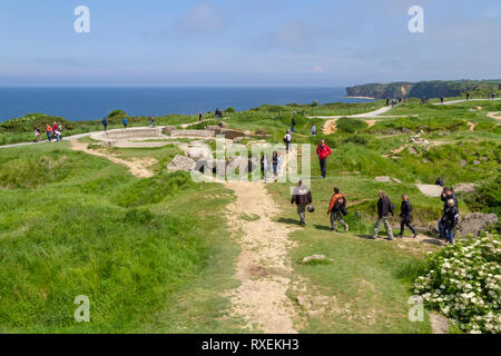 Allgemeine Ansicht über Pointe du Hoc-Website, Teil der D-Tag der Landung am Omaha Beach, Normandie, Frankreich. Stockfoto