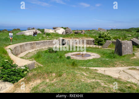 Allgemeine Ansicht über Pointe du Hoc-Website, Teil der D-Tag der Landung am Omaha Beach, Normandie, Frankreich. Stockfoto