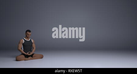 Meditation Hintergrund mit Mann sitzt im Lotus Position Stockfoto
