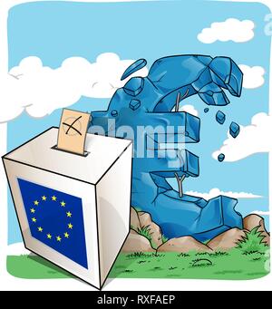 Abbildung einer Wahlurne auf Euro Symbol Hintergrund Stock Vektor
