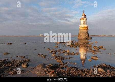 Plover Narbe Leuchtturm an der Küste von Lancashire Stockfoto