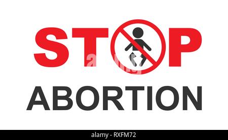 Stop Abtreibung banner Symbol im flachen Stil. Baby Wahl Vector Illustration auf weißem Hintergrund isoliert. Menschenrechte Geschäftskonzept. Stock Vektor