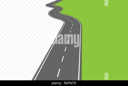Geschwungene Straße mit Markierungen. Vector Illustration. Stock Vektor