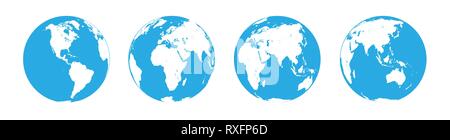 Earth Globus. Welt Karte fest. Planet mit der Kontinente. Vector Illustration. Stock Vektor