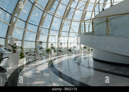 Astana, Kasachstan, 3. August 2018: Blick von der Aussichtsplattform der Bayterek Tower in Astana Stockfoto