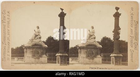 Place de la Concorde, Paris. Künstler unbekannt. Datum: 1860-1869. Abmessungen: 7,8 x 7,5 cm (Alle Bilder); 8,8 x 17,8 cm (Karte). Eiweiß drucken, Stereo. Herkunft: Paris. Museum: Das Chicago Art Institute. Stockfoto