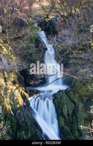 Ceunant Mawr Wasserfall an der Afon Arddu, Llanberis, Snowdonia National Park, Gwynedd, Wales, Großbritannien Stockfoto