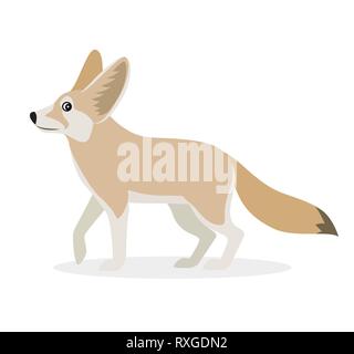 Afrikanische Tier, niedliche fennec Symbol auf weißem Hintergrund, kleine lustige Fox, Vektor Stock Vektor