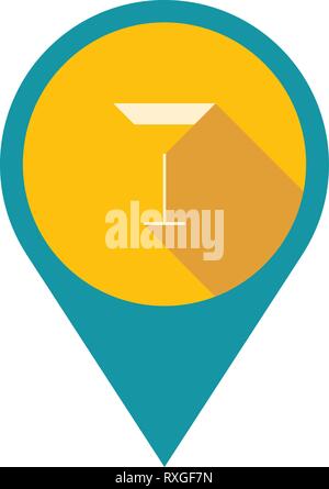 Flache Bauweise mit hoher Cocktail Glas Bar Bezeichnung. Vector Illustration. Stock Vektor