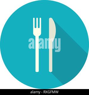 Einfache flache Design Symbol mit Besteck. Vector Illustration. Stock Vektor