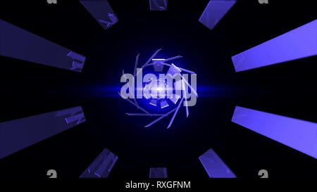 Abstrakte technik Tunnel. Blue Element mit Flares Stockfoto