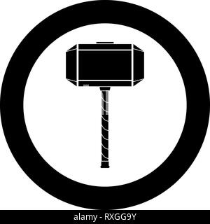 Thor's Hammer dwt Symbol Farbe schwarz Vektor im Kreis runde Abbildung: Flat Style simple Image Stock Vektor