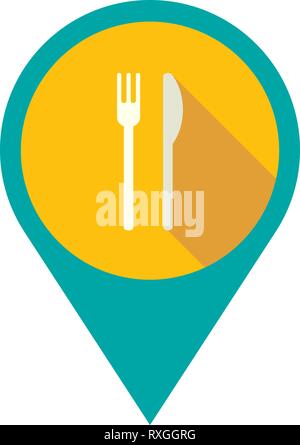 Flache Ausführung Stift mit Schild, Restaurant, Bistro... Vector Illustration Stock Vektor