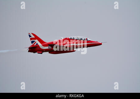 Rote Pfeile, Hawk Flugzeug, Airshow Scarborough Stockfoto