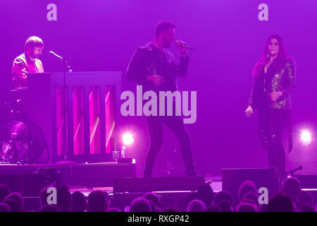 London, Großbritannien. Samstag, 9. März 2019. Lady Antebellum Dachverkleidung Tag 2 von C2C: von Land zu Land in der O2 Arena, die Gruppe setzt sich aus Hillary Scott (R), Charles Kelley (C) und Dave Haywood (L) O2 Arena, © Jason Richardson/Alamy leben Nachrichten Stockfoto