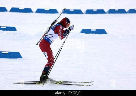 Östersund, Schweden. 9 Mär, 2019. IBU Biathlon Weltmeisterschaften, Tag 3, Sprint Männer; Andrejs Rastorgujevs (LAT) in Aktion: Aktion plus Sport/Alamy leben Nachrichten Stockfoto