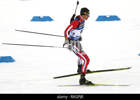 Östersund, Schweden. 9 Mär, 2019. IBU Biathlon Weltmeisterschaften, Tag 3, Sprint Männer; Julian Eberhard (AUT), die in Aktion: Aktion plus Sport/Alamy leben Nachrichten Stockfoto