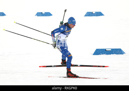 Östersund, Schweden. 9 Mär, 2019. IBU Biathlon Weltmeisterschaften, Tag 3, Sprint Männer; Lukas Hofer (ITA) in Aktion: Aktion plus Sport/Alamy leben Nachrichten Stockfoto