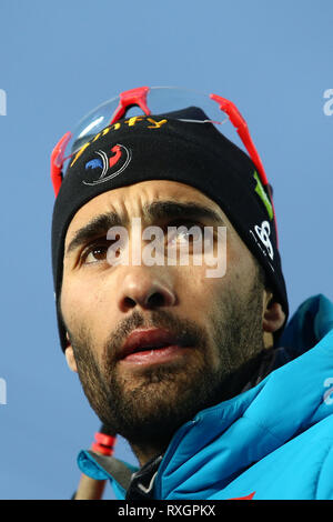 Östersund, Schweden. 9 Mär, 2019. IBU Biathlon Weltmeisterschaften, Tag 3, Sprint Männer; Martin Fourcade (FRA) Credit: Aktion plus Sport/Alamy leben Nachrichten Stockfoto