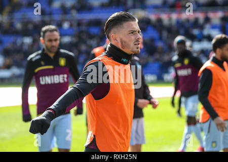 Birmingham, Großbritannien. 10. März 2019. EFL-Meisterschaft Fußball, Birmingham City gegen Aston Villa; Jack Grealish von Aston Villa Warm-up vor dem Spiel Quelle: Aktion Plus Sport Bilder/Alamy leben Nachrichten Stockfoto