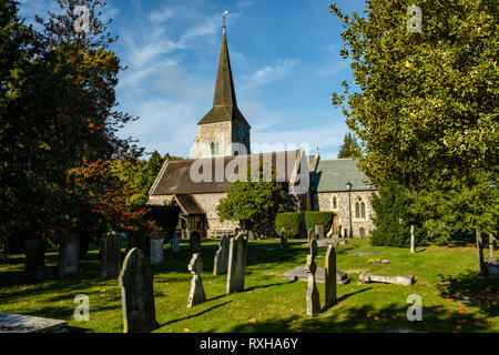 St. Nicholas Kirche, Kirche Zeile, Chislehurst, Kent Stockfoto