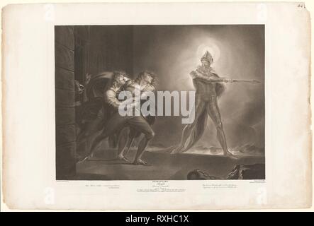 Weiler, Horatio, Marcellus und der Geist. Robert Thew (Englisch, 1758-1802); nach Henry Fuseli (Schweizer, in England aktiv, 1741-1825); veröffentlicht von John boydell (Englisch, 1719-1804); geschrieben von William Shakespeare (Englisch, 1564-1616). Datum: 1796. Abmessungen: 502 x 637 mm (Platte); 593 × 880 mm (Blatt). Gravur auf Elfenbein webte Papier. Herkunft: England. Museum: Das Chicago Art Institute. Stockfoto