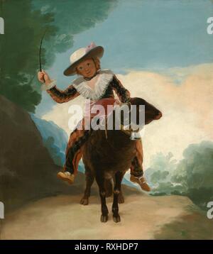Junge auf einem Ram. Francisco José de Goya y Lucientes; Spanisch, 1746-1828. Datum: 1786-1787. Abmessungen: 127,2 × 112,1 cm (50 1/8 x 44 1/8 in.). Öl auf Leinwand. Herkunft: Spanien. Museum: Das Chicago Art Institute. Stockfoto