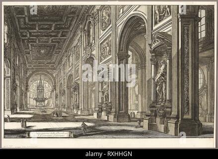 Innenansicht der Basilika St. Johann im Lateran, aus Blick auf Rom. Giovanni Battista Piranesi, Italienischer, 1720-1778. Datum: 1768. Abmessungen: 428 x 679 mm (Bild); 472 x 694 mm (Blatt). Radierung auf Elfenbein Bütten. Herkunft: Italien. Museum: Das Chicago Art Institute. Stockfoto