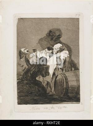 Niemand hat uns, Platte 79 aus Los Caprichos. Francisco José de Goya y Lucientes; Spanisch, 1746-1828. Datum: 1797-1799. Abmessungen: 190 x 137 mm (Bild); 215 x 153 mm (Platte); 262 x 202 mm (Blatt). Radierung, Aquatinta, brüniert und Burin auf weißem Bütten mit Titel und Nummer in Bleistift. Herkunft: Spanien. Museum: Das Chicago Art Institute. Stockfoto