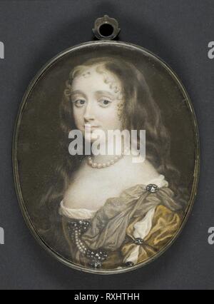 Portrait von Frances Theresa, Herzogin von Richmond (1648-1702). Richard Gibson; Englisch, 1615 --1690. Datum: 1670-1680. Maße: Hochformat: 9,4 × 7,5 cm (3 11/16 2 15/16 in.) Rahmen: 10,3 × 7,9 cm (4 1/16 x 3 1/8 in.). Opak Aquarell auf Papier. Herkunft: England. Museum: Das Chicago Art Institute. Stockfoto