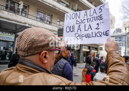 Algerische diaspora Proteste Abdelaziz Bouteflika 5 Kandidatur für den Posten, Lyon, Frankreich Stockfoto