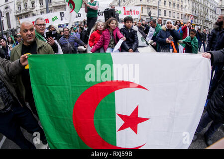 Algerische diaspora Proteste Abdelaziz Bouteflika 5 Kandidatur für den Posten, Lyon, Frankreich Stockfoto