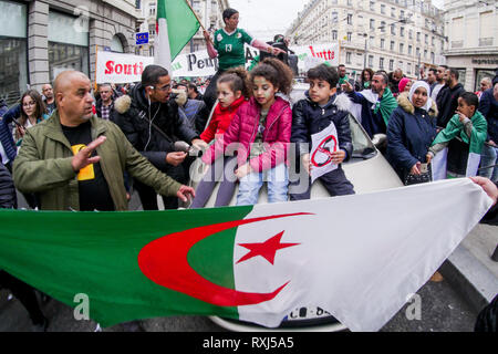 Algerische diaspora Proteste Abdelaziz Bouteflika 5 Kandidatur für den Posten, Lyon, Frankreich Stockfoto