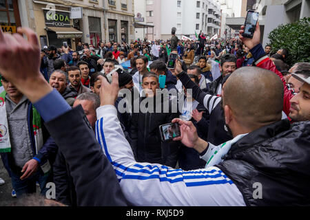 Algerische diaspora Proteste Abdelaziz Bouteflika 5 Kandidatur für den Posten, Lyon, Frankreich Stockfoto